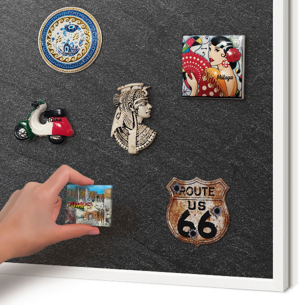 Decorative magnet board with a white frame Black texture
