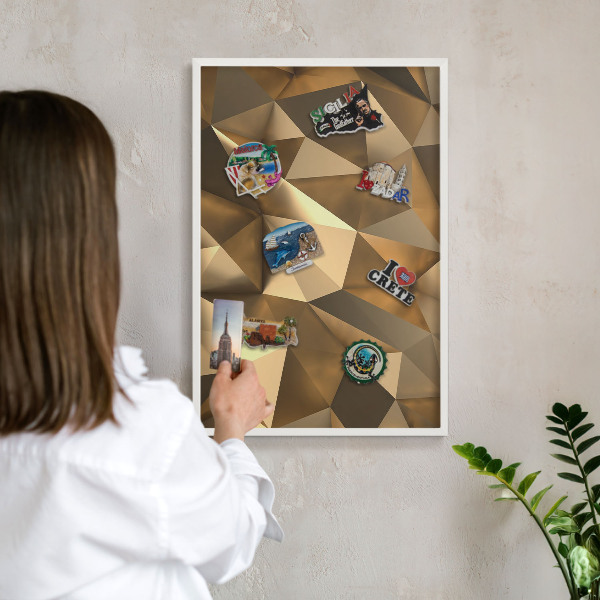 Decorative magnet board with a white frame Warm geometry