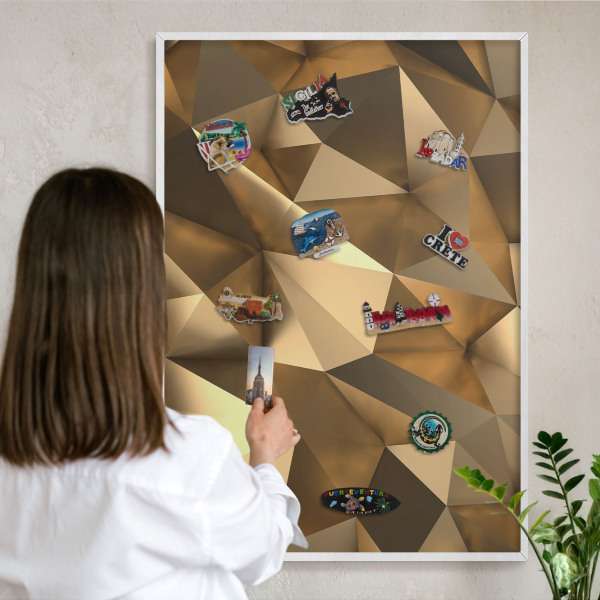 Decorative magnet board with a white frame Warm geometry