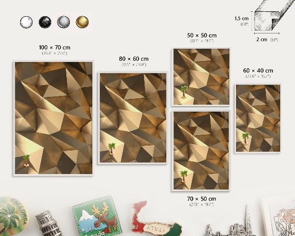 Decorative magnet board with a white frame Warm geometry