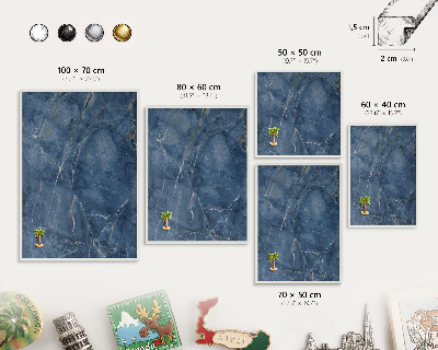 Magnetic board for travel magnets in a white frame Marble elegance