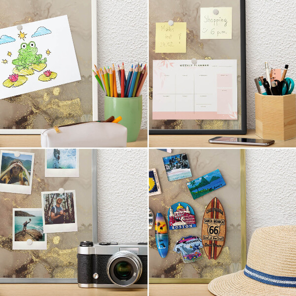 Decorative magnet board with a white frame Elegant shine