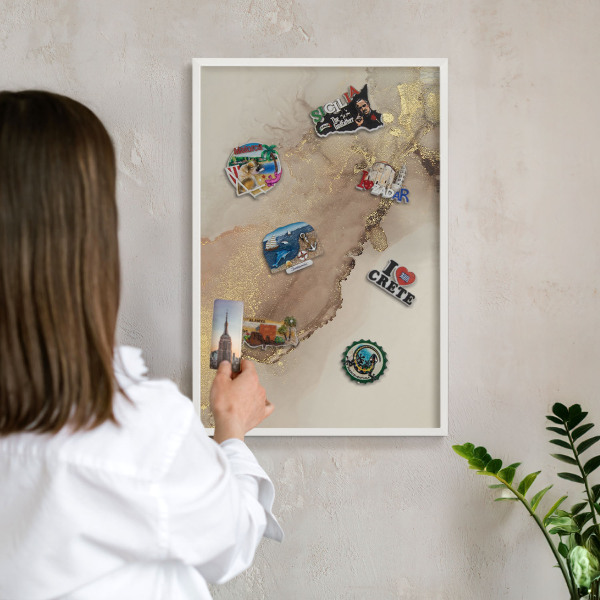 Decorative magnet board with a white frame Elegant shine