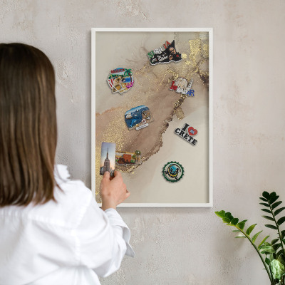Decorative magnet board with a white frame Elegant shine