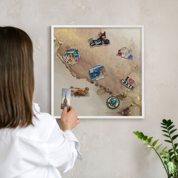 Decorative magnet board with a white frame Elegant shine