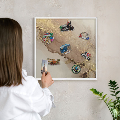 Decorative magnet board with a white frame Elegant shine