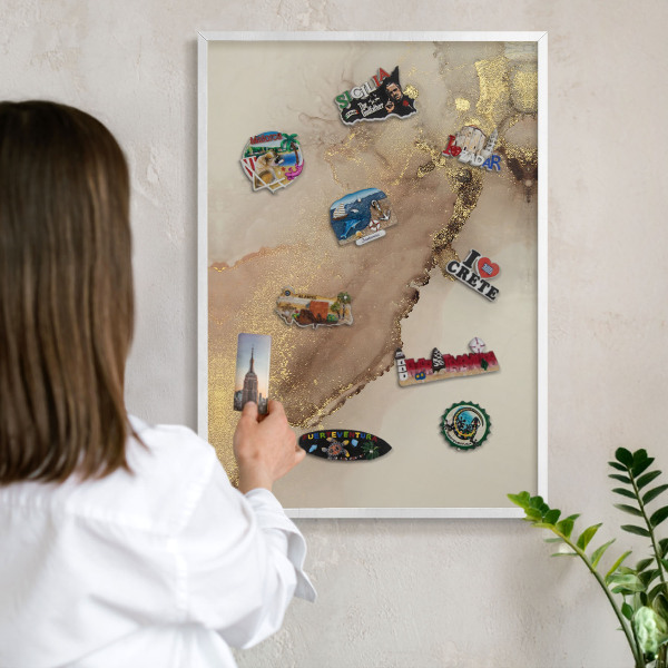 Decorative magnet board with a white frame Elegant shine