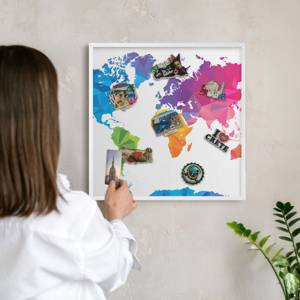 Decorative magnet board with a white frame Color map