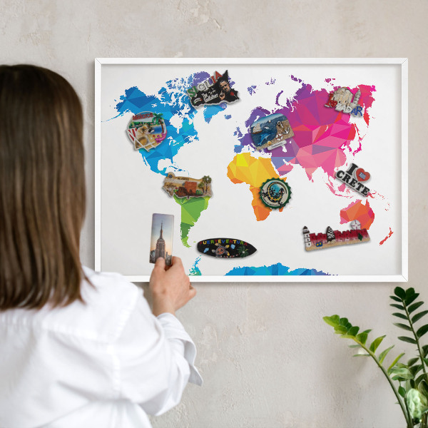 Decorative magnet board with a white frame Color map