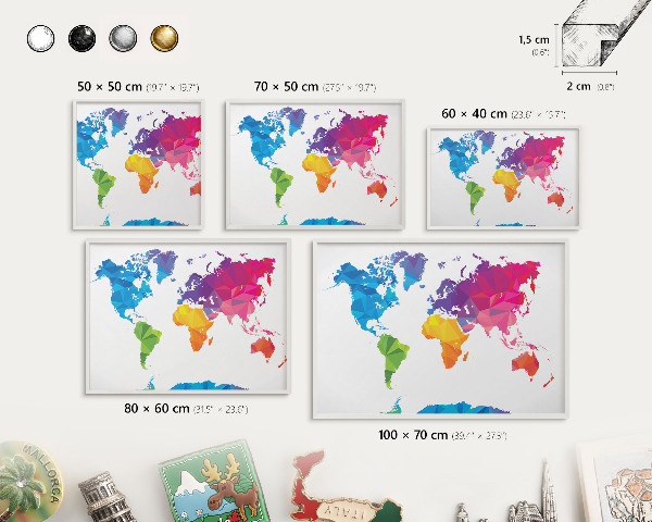 Decorative magnet board with a white frame Color map