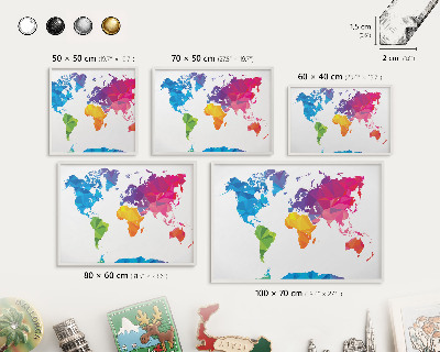 Decorative magnet board with a white frame Color map