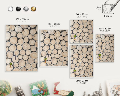 Magnetic board for travel magnets in a white frame Wooden texture