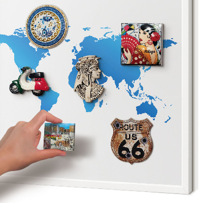 Decorative magnet board with a white frame World map