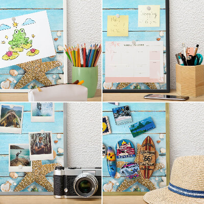 Decorative magnet board with a white frame Holiday rest
