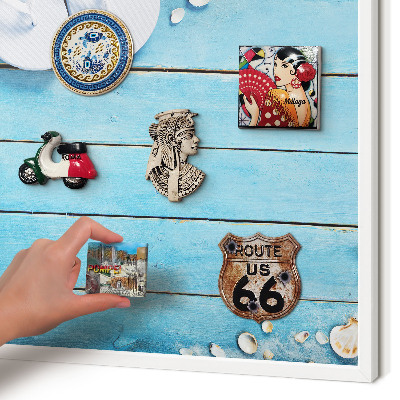 Decorative magnet board with a white frame Holiday rest