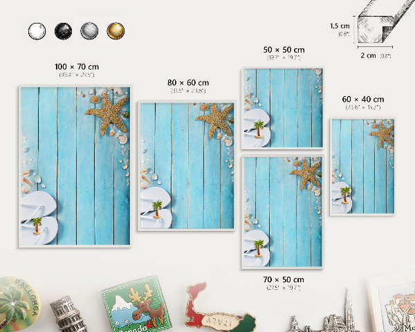 Decorative magnet board with a white frame Holiday rest