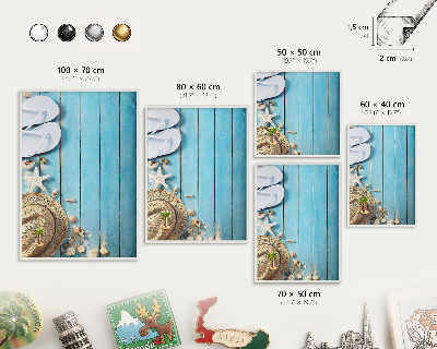 Magnetic board for travel magnets in a white frame Holiday atmosphere
