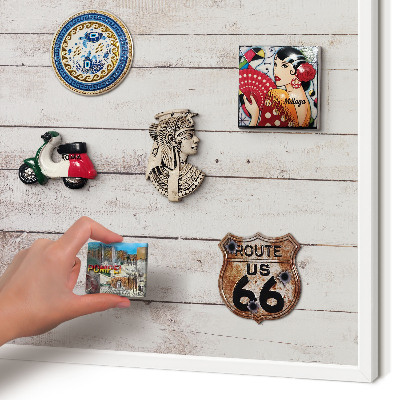 Decorative magnet board with a white frame Light wood