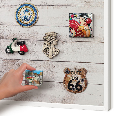Decorative magnet board with a white frame Light wood