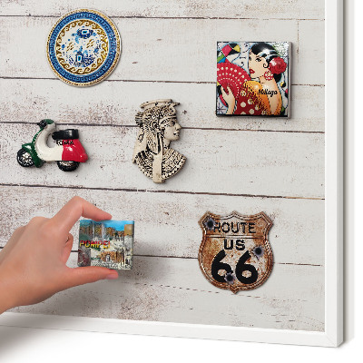 Decorative magnet board with a white frame Light wood