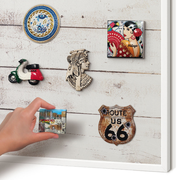 Decorative magnet board with a white frame Light wood