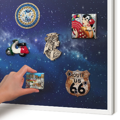 Magnetic board for travel magnets in a white frame Star space