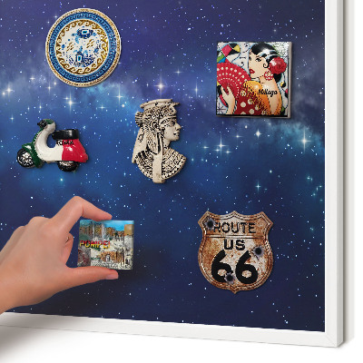 Magnetic board for travel magnets in a white frame Star space