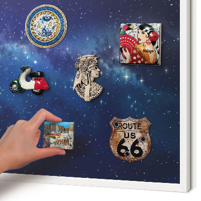 Magnetic board for travel magnets in a white frame Star space