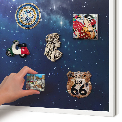 Magnetic board for travel magnets in a white frame Star space