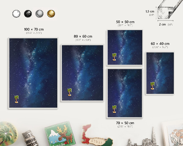 Magnetic board for travel magnets in a white frame Star space