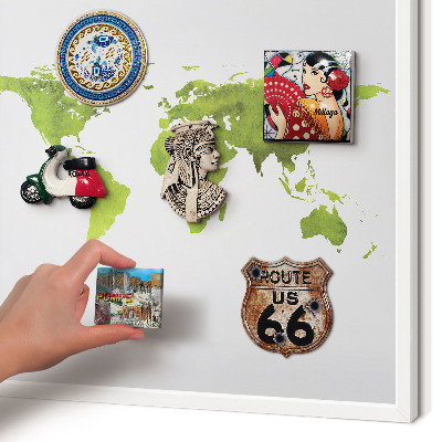 Decorative magnet board with a white frame Green map
