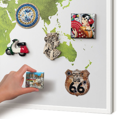 Decorative magnet board with a white frame Green map