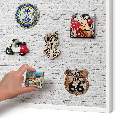 Decorative magnet board with a white frame Brick wall