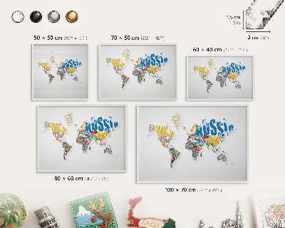 Magnetic board for travel magnets in a white frame Color map