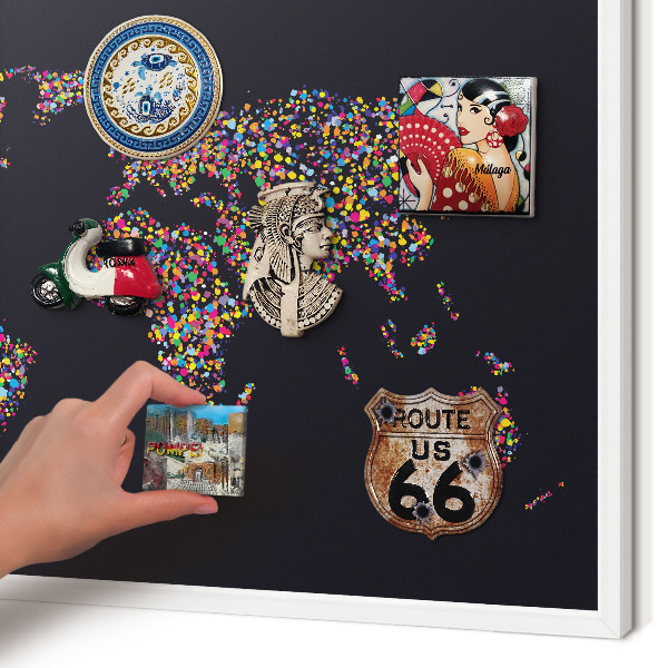 Decorative magnet board with a white frame Color map