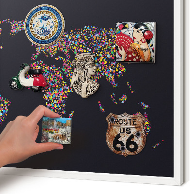 Decorative magnet board with a white frame Color map