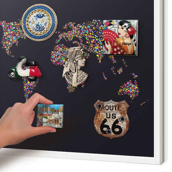 Decorative magnet board with a white frame Color map