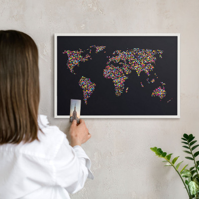 Decorative magnet board with a white frame Color map