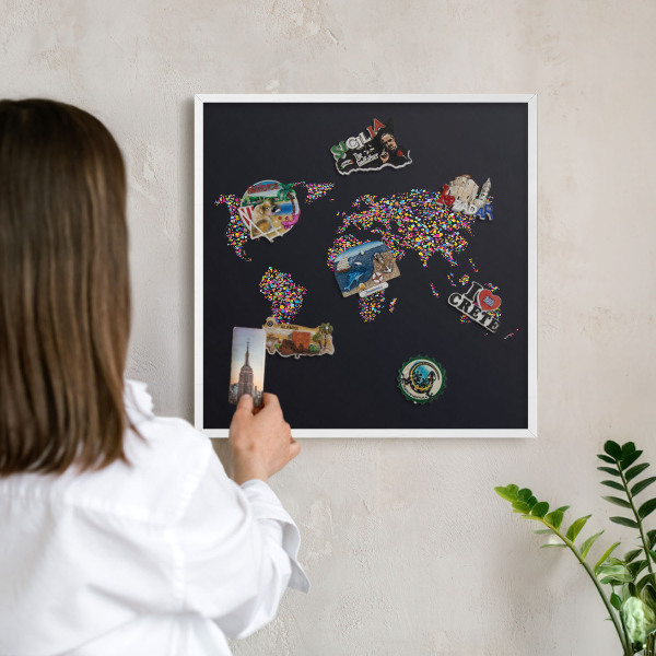 Decorative magnet board with a white frame Color map