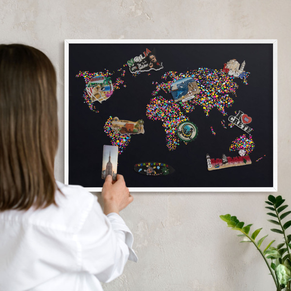 Decorative magnet board with a white frame Color map
