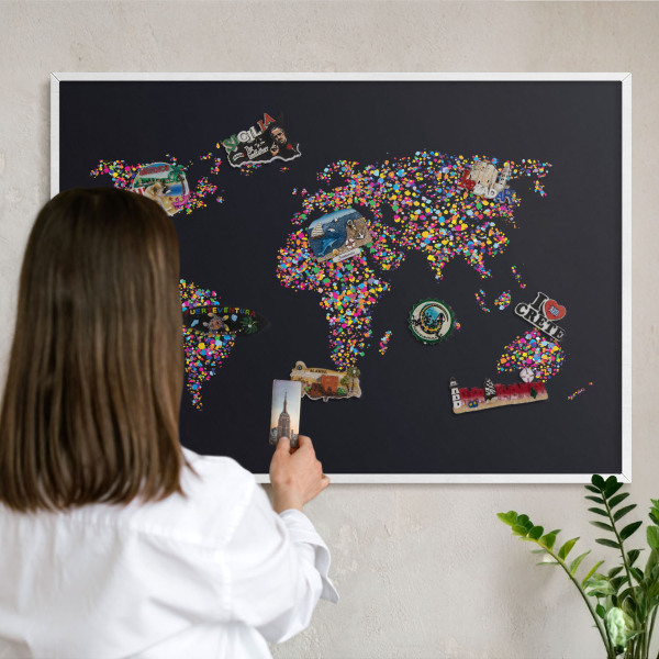 Decorative magnet board with a white frame Color map