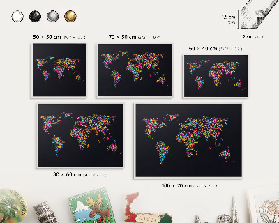 Decorative magnet board with a white frame Color map