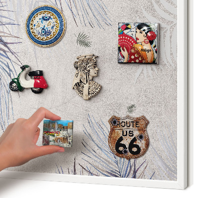 Magnetic board for travel magnets in a white frame Leafy elegance