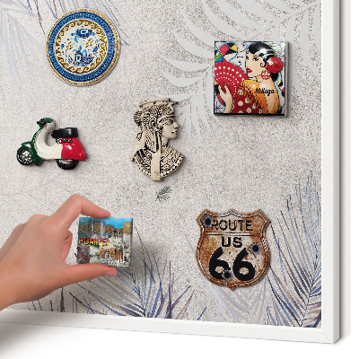 Magnetic board for travel magnets in a white frame Leafy elegance