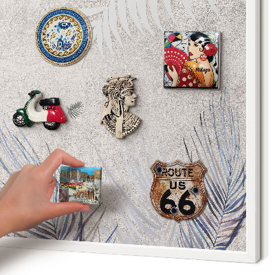 Magnetic board for travel magnets in a white frame Leafy elegance