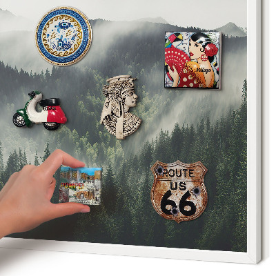 Decorative magnet board with a white frame Green mountains