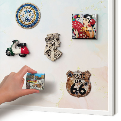 Magnetic board for travel magnets in a white frame Pastel elegance
