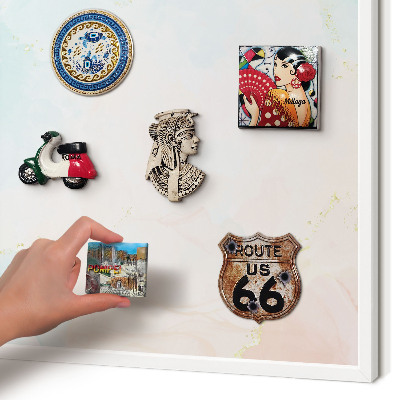 Magnetic board for travel magnets in a white frame Pastel elegance