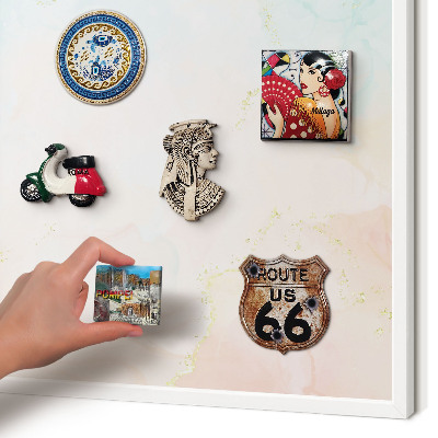Magnetic board for travel magnets in a white frame Pastel elegance