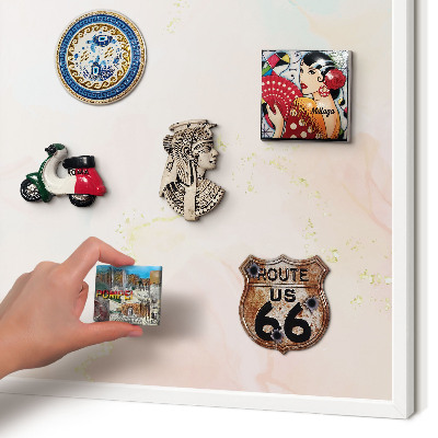 Magnetic board for travel magnets in a white frame Pastel elegance